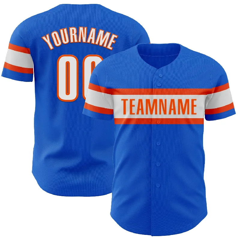 Baseball Jerseys For Team Building Activities-Custom Thunder Blue White-Orange Authentic Baseball Jersey