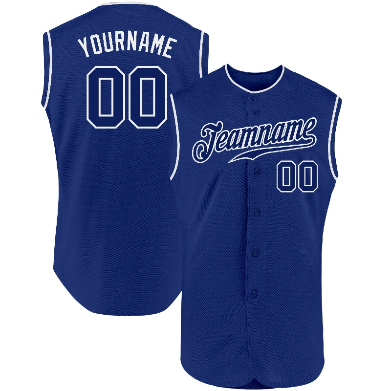 Personalized Baseball Jerseys For Limited Editions-Custom Royal Royal-White Authentic Sleeveless Baseball Jersey