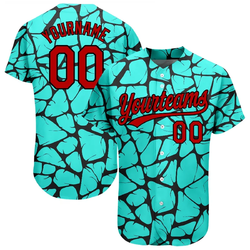 Custom Baseball Jerseys With Player Recognition-Custom Teal Red-Black 3D Pattern Design Authentic Baseball Jersey