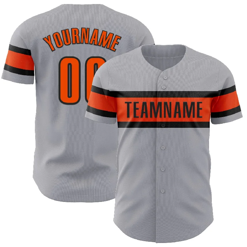 Baseball Jerseys For School Fundraisers-Custom Gray Orange-Black Authentic Baseball Jersey