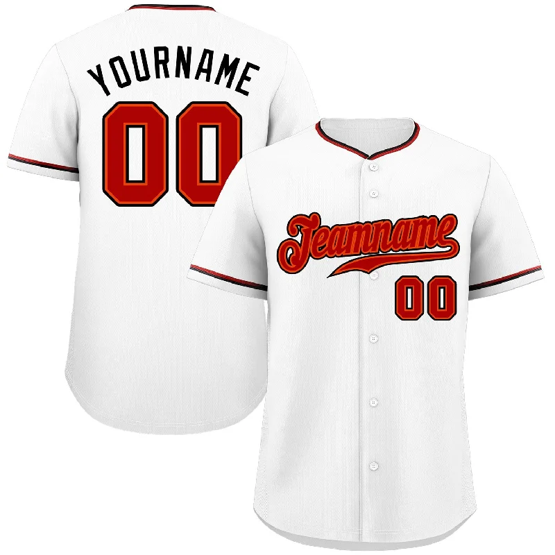 Baseball Jerseys With Custom Sleeve Options-Custom White Red-Black Classic Style Authentic Baseball Jersey