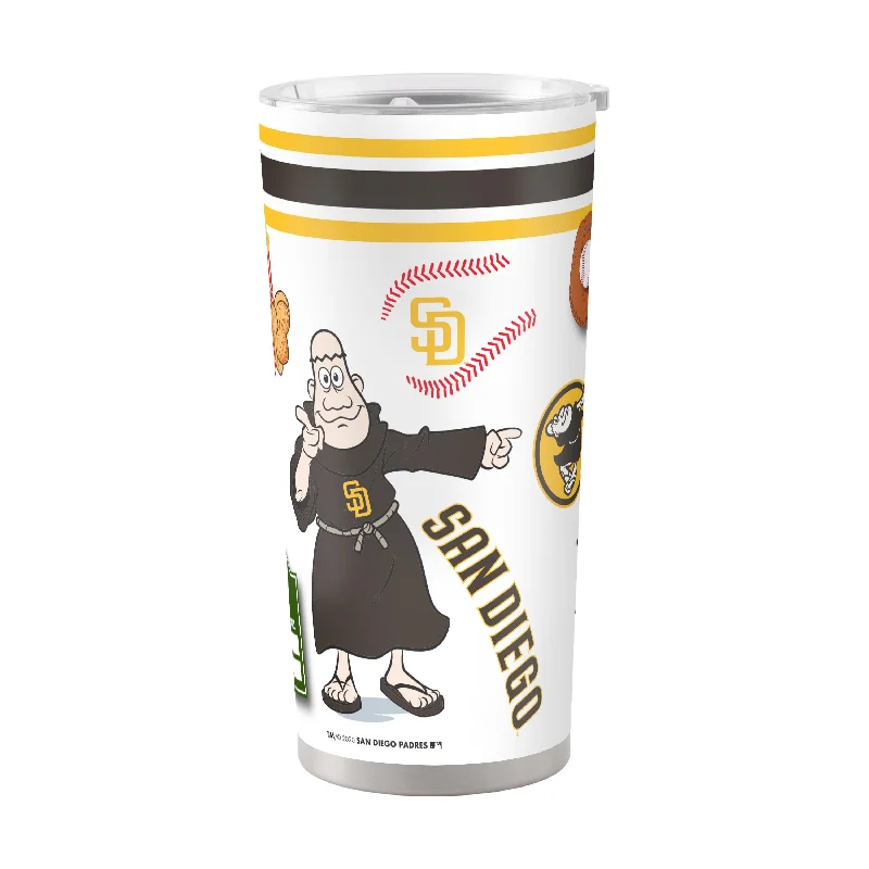 Custom Team Mugs With Bold Team Designs-San Diego Padres 20oz Native Stainless Steel Tumbler