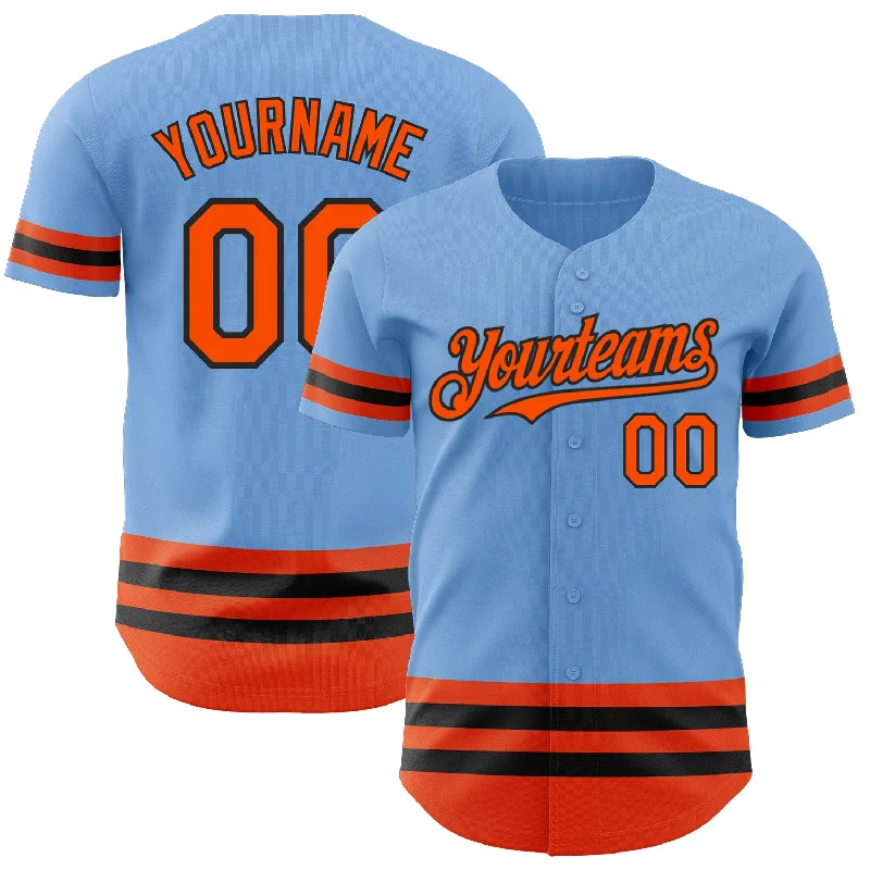 Custom Baseball Jerseys For Event Giveaways-Custom Light Blue Orange-Black Line Authentic Baseball Jersey