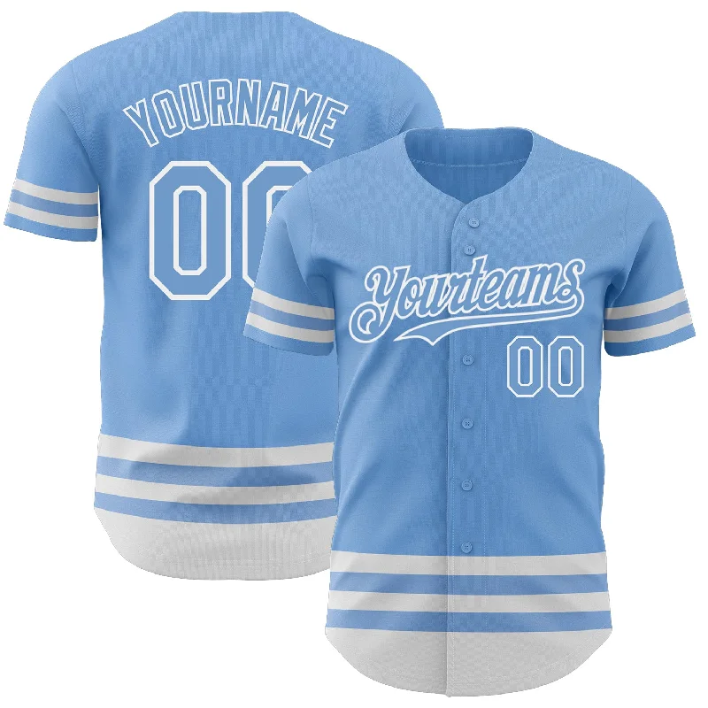 Custom Baseball Jerseys For Fan Bases-Custom Light Blue White Line Authentic Baseball Jersey