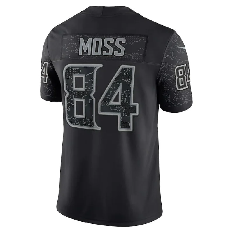 Rugby Jerseys For Promotional Events-MN.Vikings #84 Randy Moss Black Retired Player RFLCTV Limited Jersey Stitched American Football Jerseys