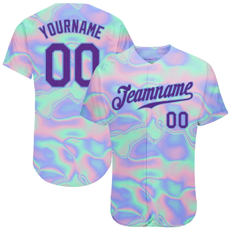 Personalized Baseball Jerseys For High School Leagues-Custom 3D Pattern Design Abstract Trendy Holographic Vaporwave Style Authentic Baseball Jersey