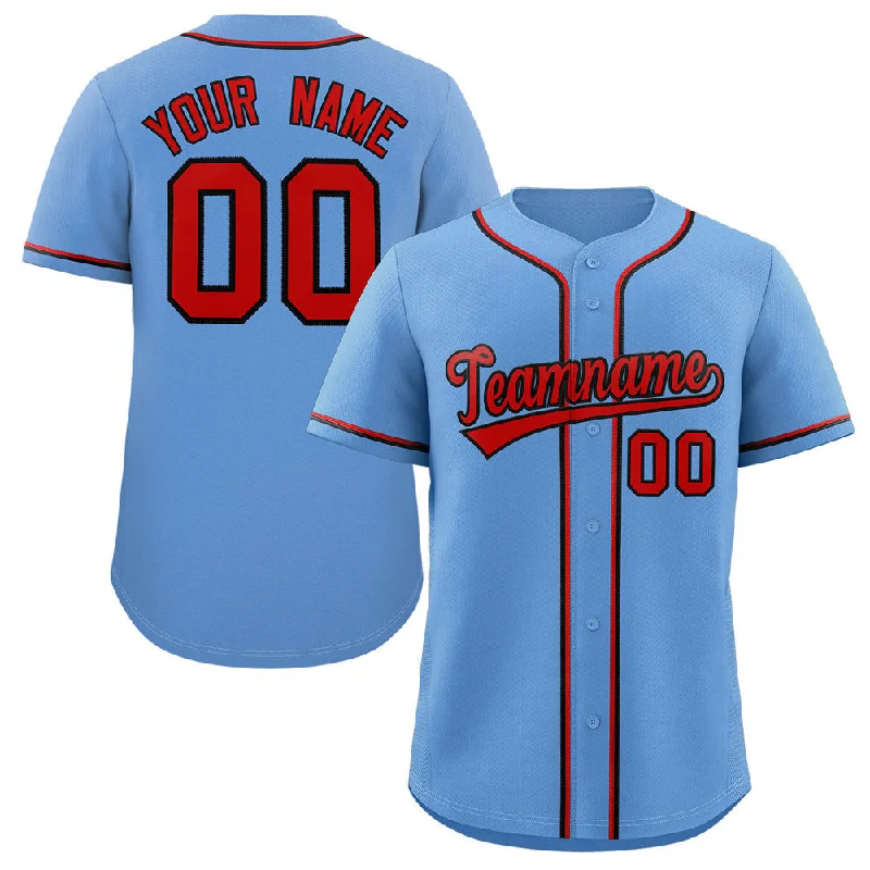 Baseball Jerseys With Custom Patches-Custom Light Blue Red-Navy Classic Style Authentic Baseball Jersey