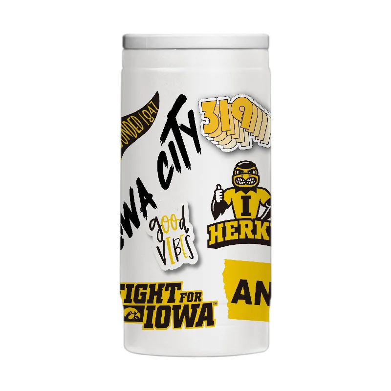 Personalized Team Mugs For Tournaments-Iowa 12oz Native Powder Coat Slim Can Coolie