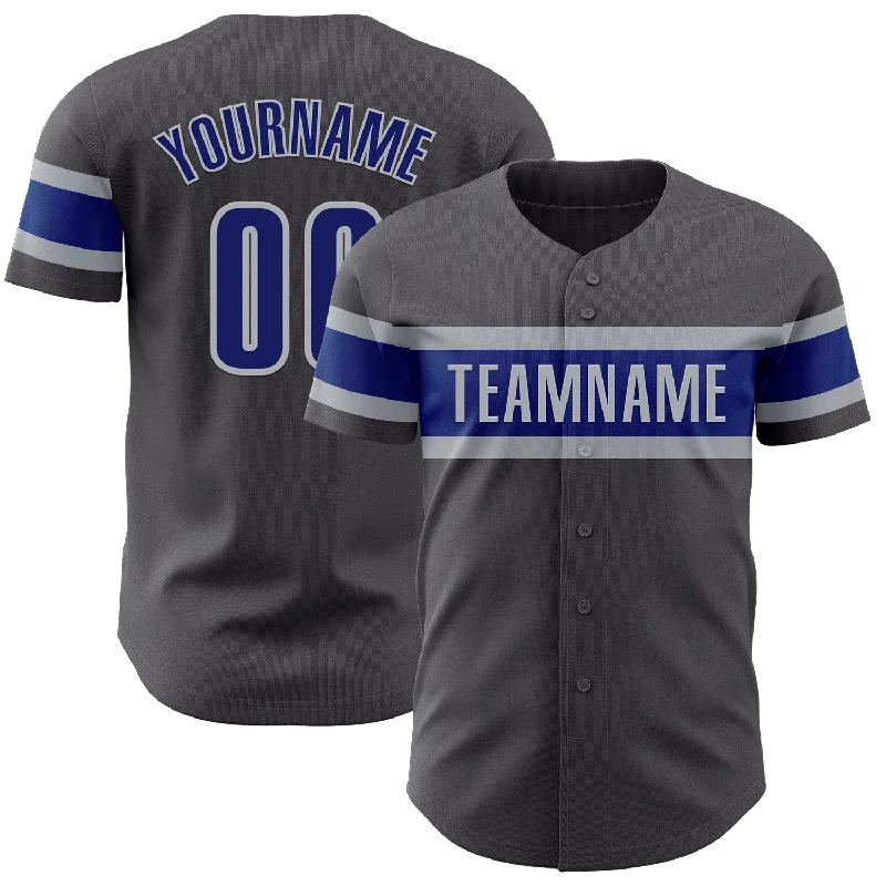 Custom Baseball Jerseys For Large Group Orders-Custom Steel Gray Royal-Gray Authentic Baseball Jersey