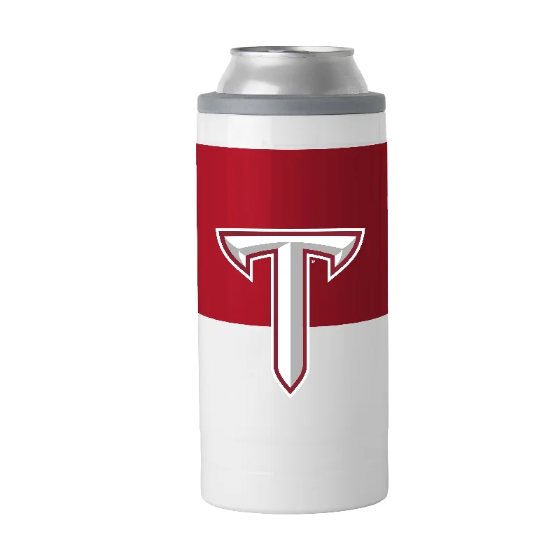 Custom Team Mugs With Custom Phrases-Troy 12oz Colorblock Slim Can Coolie