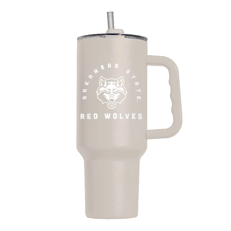 Personalized Team Mugs For Corporate Recognition-Arkansas State 40oz Archway Powder Coat Tumbler