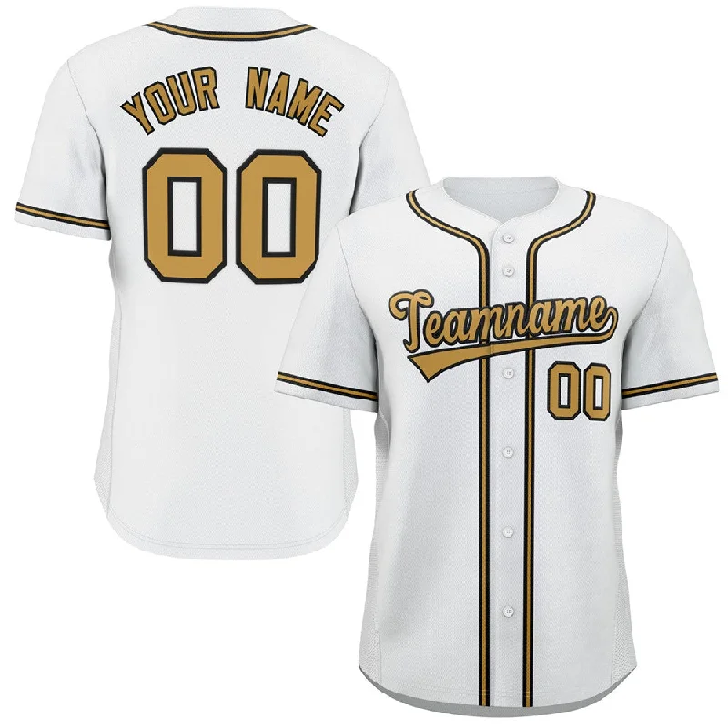 Custom Baseball Jerseys With Player Personalization-Custom White Old Gold-Navy Classic Style Authentic Baseball Jersey