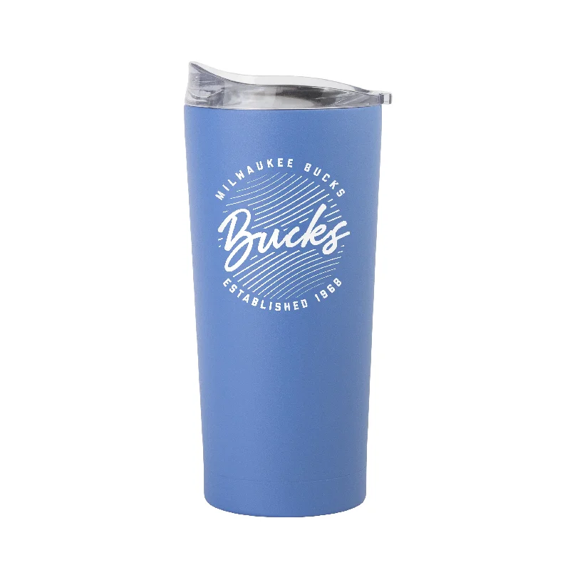 Custom Team Mugs For Special Group Orders-Milwaukee Bucks 20oz Retro Script Arctic Powder Coat Tumbler