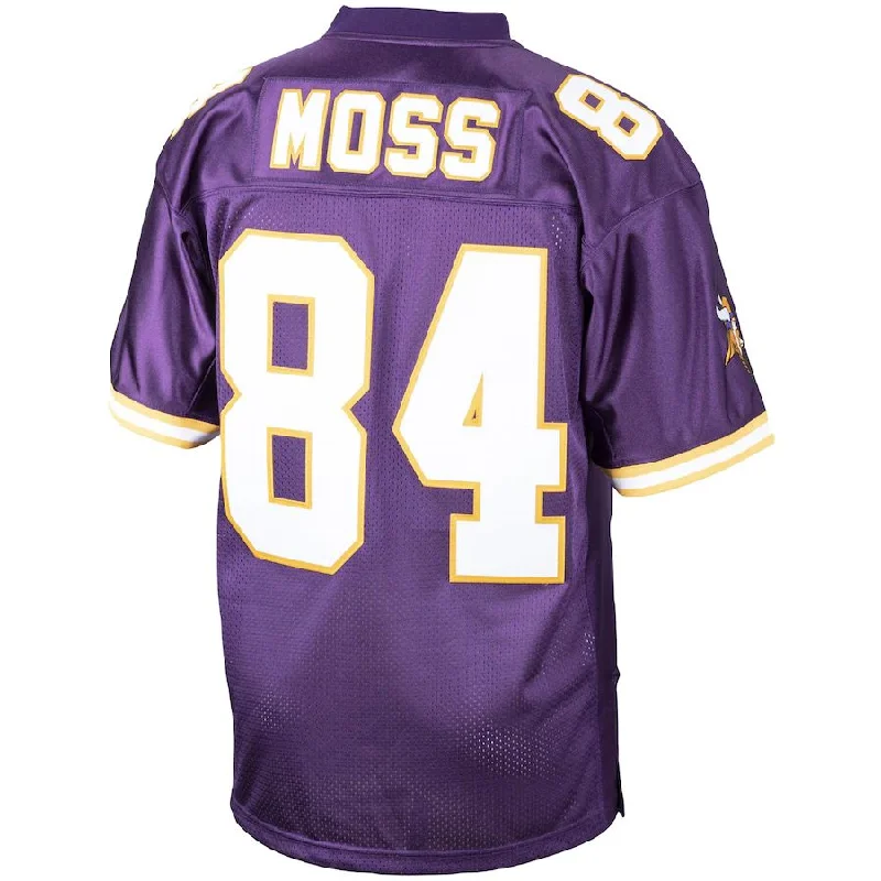 Rugby Jerseys For Men-MN.Vikings #84 Randy Moss Mitchell & Ness Purple 1998 Authentic Throwback Retired Player Jersey Stitched American Football Jerseys