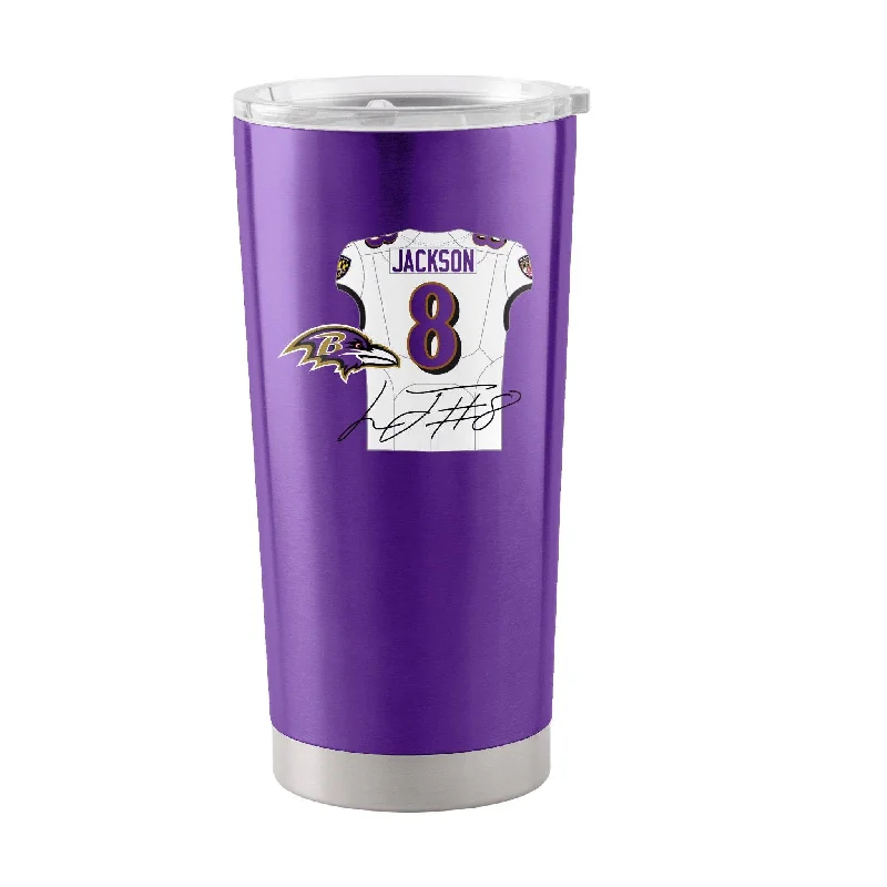 Personalized Team Mugs For Staff Recognition-Baltimore Ravens Lamar Jackson 20oz Stainless Steel Tumbler