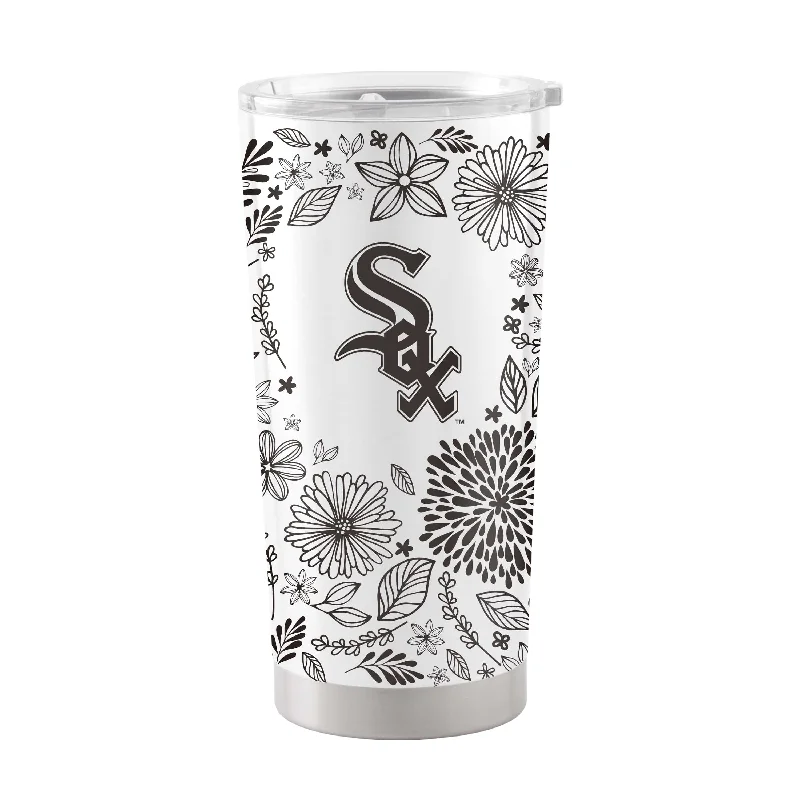 Custom Team Mugs For Team Building-Chicago White Sox 20oz Botanical Stainless Steel Tumbler