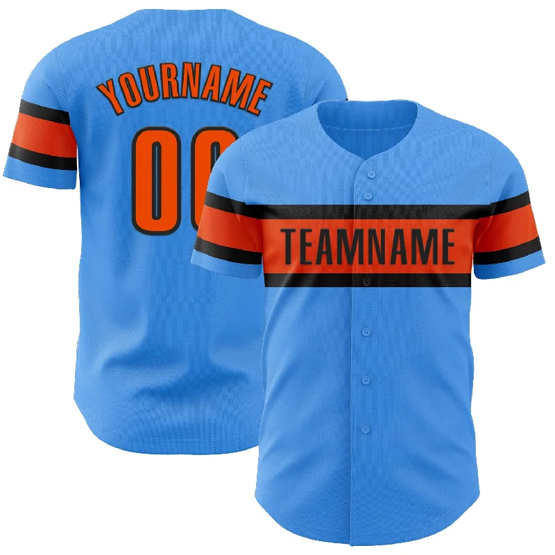 Baseball Jerseys With Special Event Customization-Custom Electric Blue Orange-Black Authentic Baseball Jersey