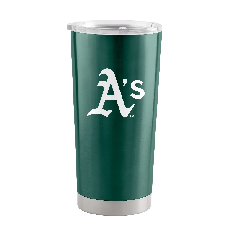 Custom Team Mugs With Unique Designs-Oakland Athletics White logo 20oz Stainless Tumbler