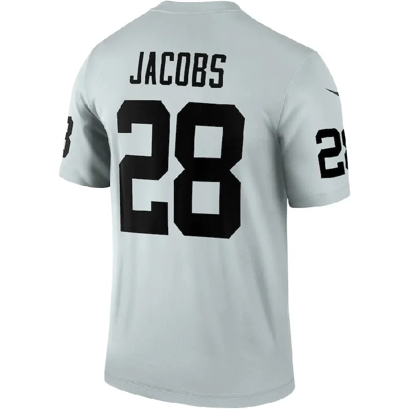 Personalized Rugby Jerseys For Group Orders-LV.Raiders #28 Josh Jacobs Silver Inverted Legend Jersey Stitched American Football Jerseys