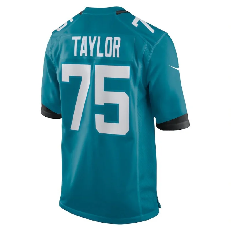 Personalized Rugby Jerseys For Alumni-J.Jaguars #75 Jawaan Taylor Teal Game Jersey Stitched American Football Jerseys