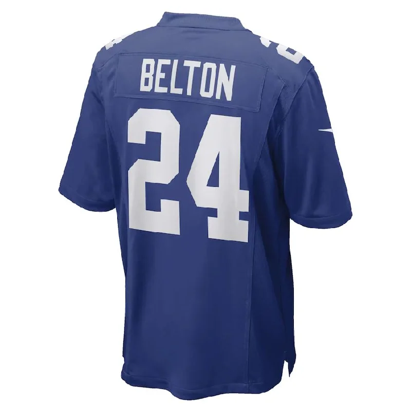 Custom Rugby Jerseys For University Teams-NY.Giants #24 Dane Belton Royal Game Player Jersey Stitched American Football Jerseys