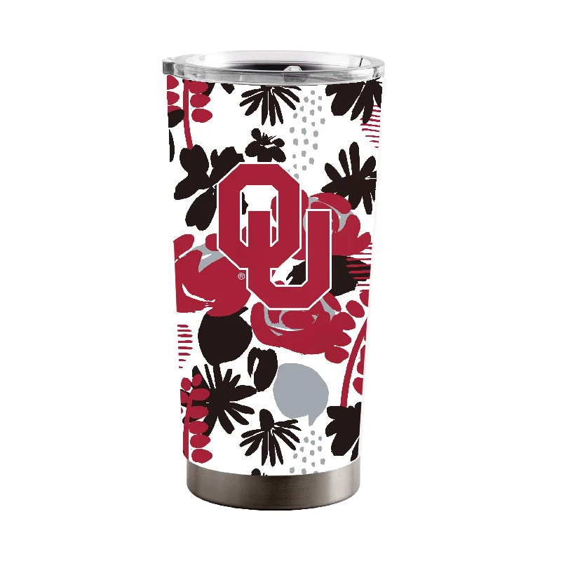 Personalized Team Mugs For Tournaments-Oklahoma 20oz Floral Stainless Steel Tumbler