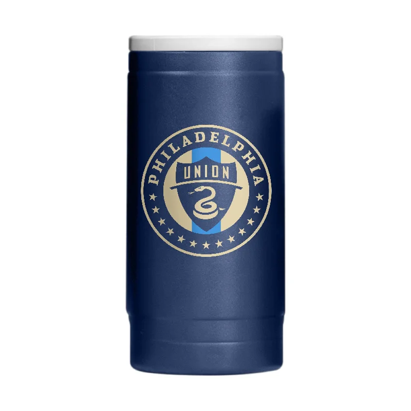 Team Mugs For School & College Events-Philadelphia Union 12oz Flipside Powder Coat Slim Can Coolie