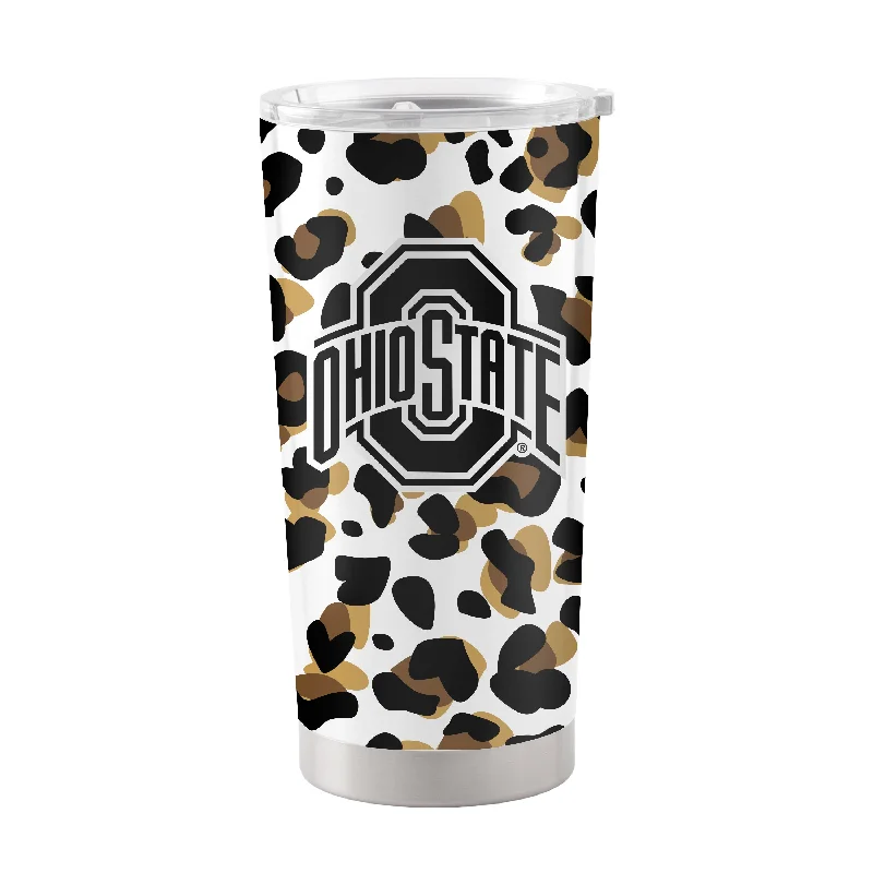 Custom Team Mugs For International Teams-Ohio State 20oz Neutral Leopard Stainless Steel Tumbler