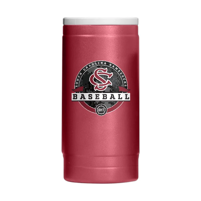 Custom Team Mugs For Event Sponsorship Branding-South Carolina Baseball 12oz Powder Coat Slim Can Coolie