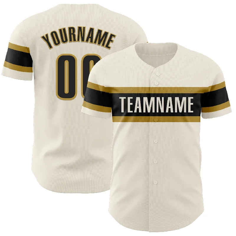 Baseball Jerseys For Supporters & Charity Campaigns-Custom Cream Black-Old Gold Authentic Baseball Jersey