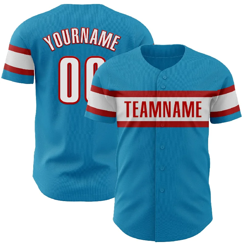 Custom Baseball Jerseys For Custom Team Designs-Custom Panther Blue White-Red Authentic Baseball Jersey