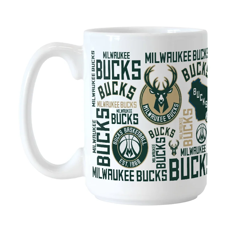 Personalized Team Mugs For Groups-Milwaukee Bucks 15oz Spirit Sublimated Mug