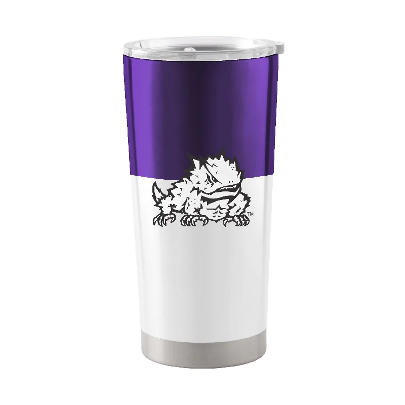 Custom Team Mugs For Promotional Products-TCU 20oz Colorblock Stainless Tumbler