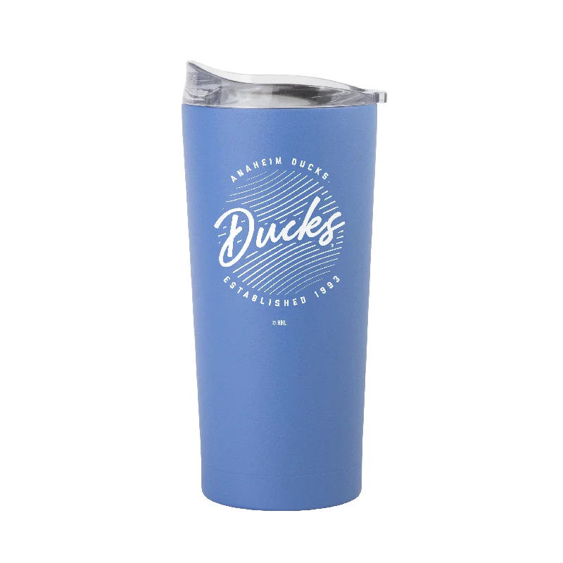 Custom Team Mugs For Group Giveaways-Anaheim Ducks 20oz Retro Script Arctic Powder Coat Tumbler