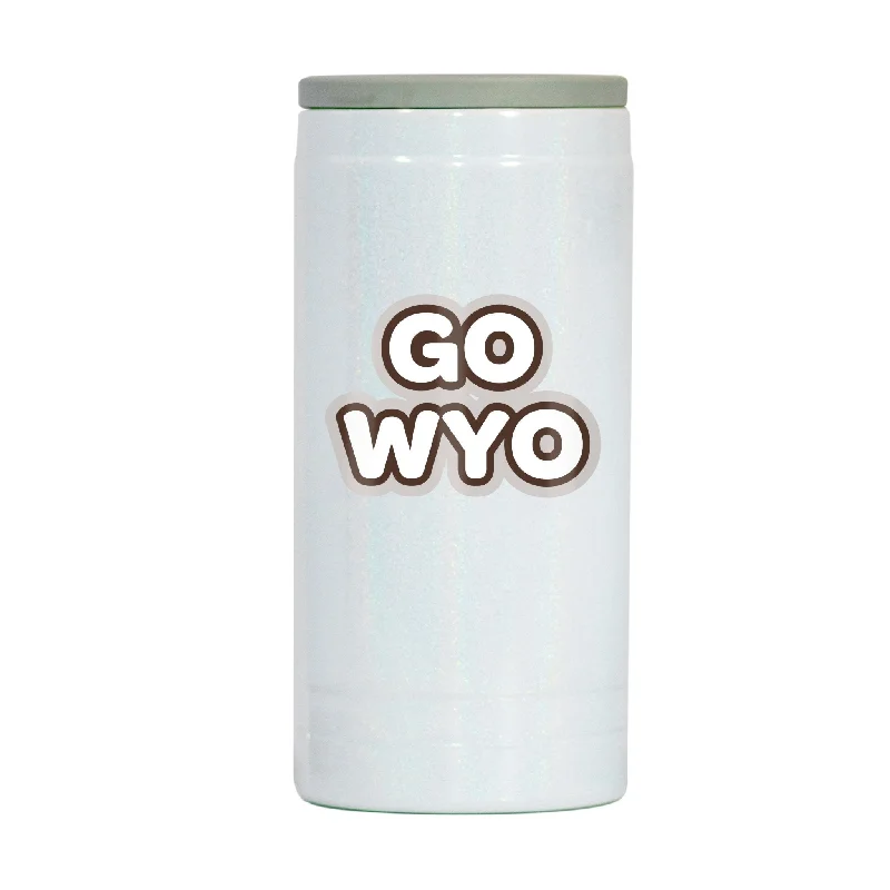 Team Mugs For Corporate Event Giveaways-Wyoming 12oz Bubble Iridescent Slim Coolie