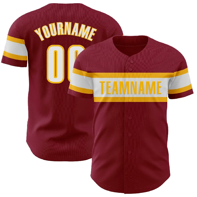 Baseball Jerseys For School Fundraisers-Custom Crimson White-Gold Authentic Baseball Jersey