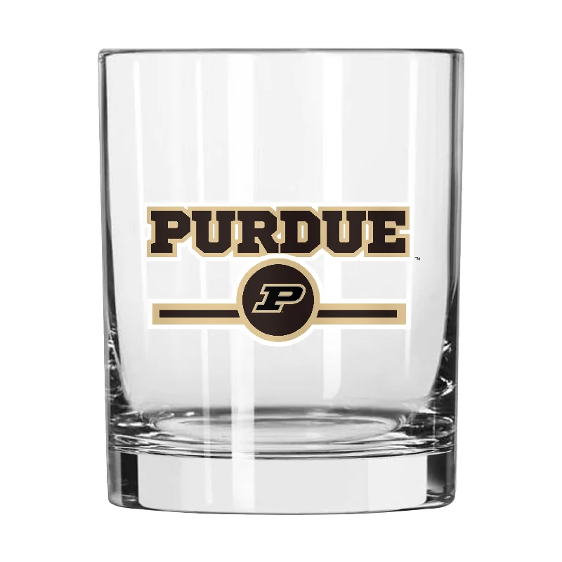 Customizable Team Mugs-Purdue 14oz Letterman Rocks Glass