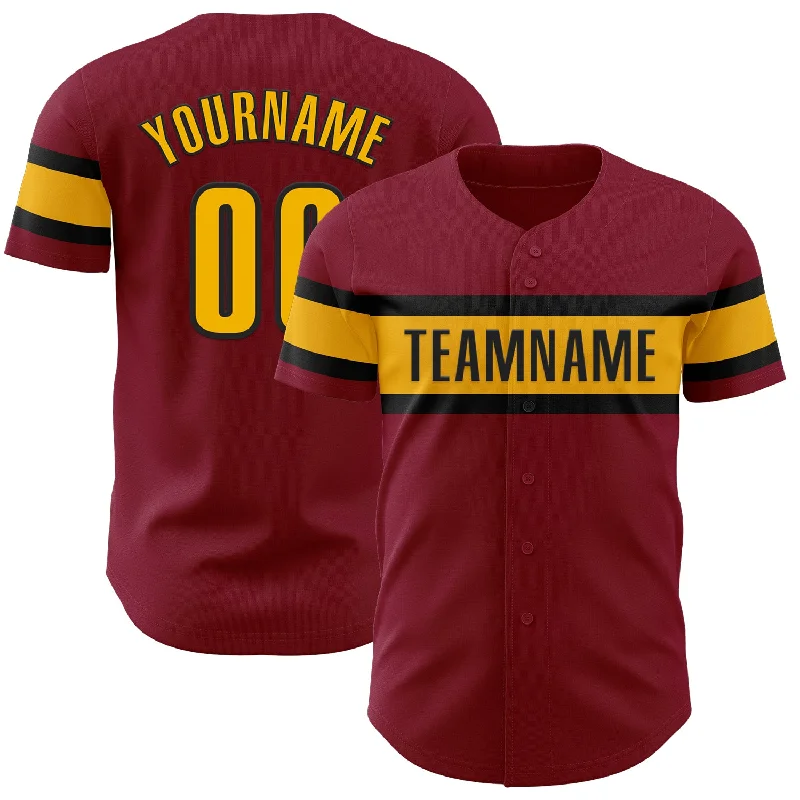 Personalized Baseball Jerseys For Group Orders-Custom Crimson Gold-Black Authentic Baseball Jersey