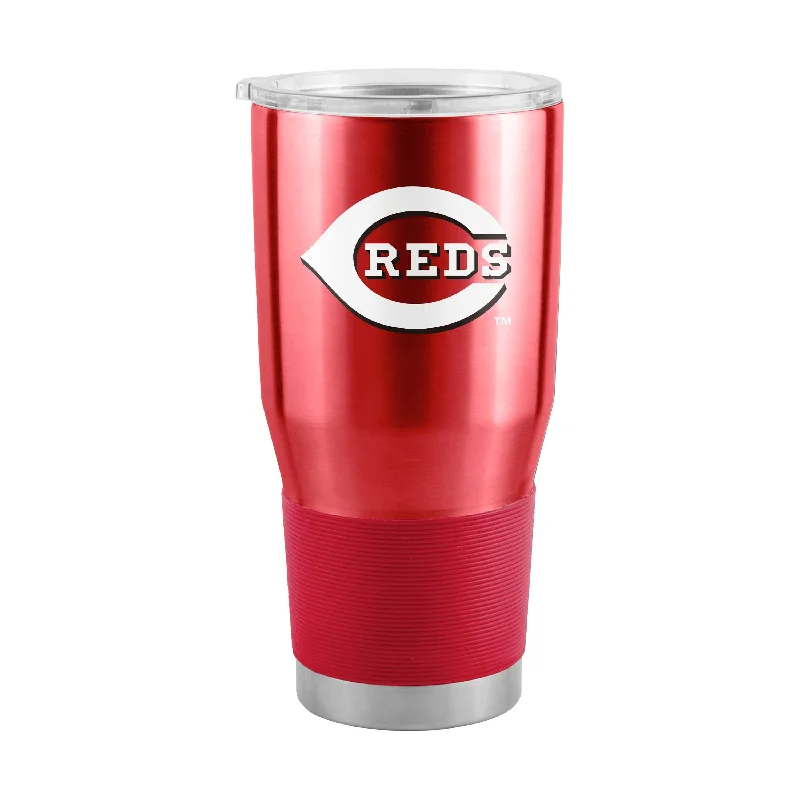 Team Mugs With Custom Logos-Cincinnati Reds 30oz Letterman Stainless Steel Tumbler