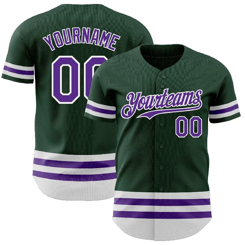 Personalized Baseball Jerseys For Tournament Recognition-Custom Green Purple-White Line Authentic Baseball Jersey