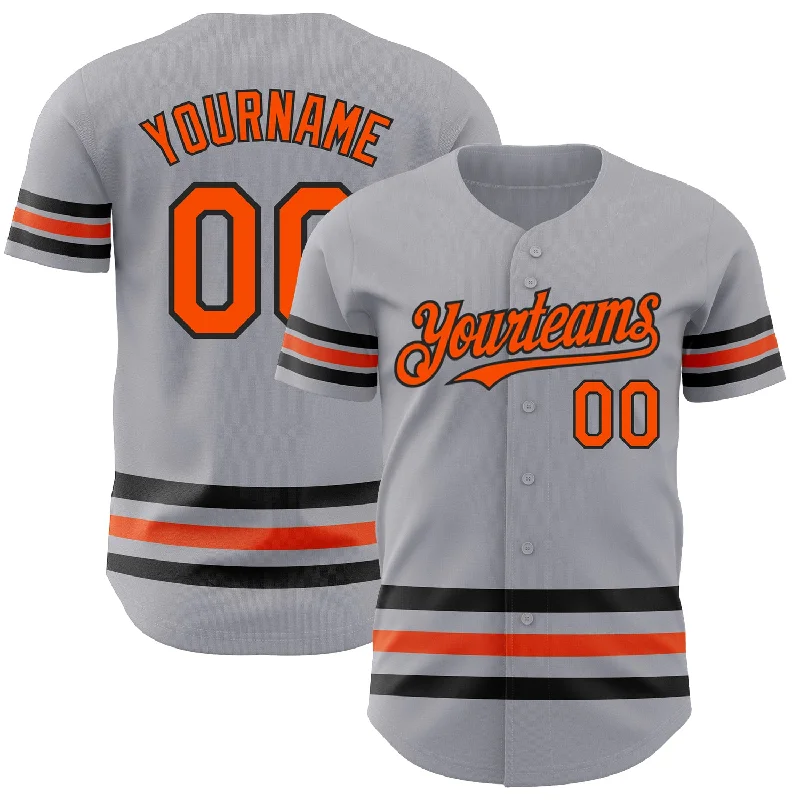 Baseball Jerseys For Special Match Days-Custom Gray Orange-Black Line Authentic Baseball Jersey