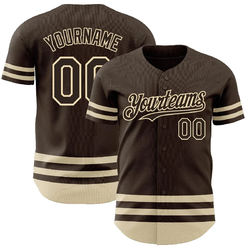 Custom Baseball Jerseys For Special Events-Custom Brown Cream Line Authentic Baseball Jersey