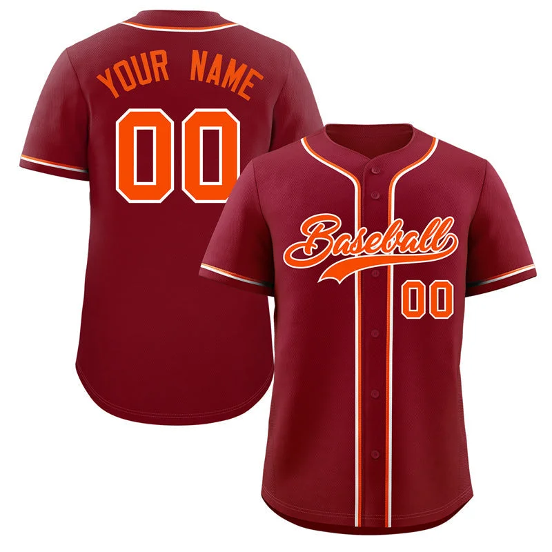 Custom Baseball Jerseys With Player Names & Numbers-Custom Crimson Orange-White Classic Style Authentic Baseball Jersey