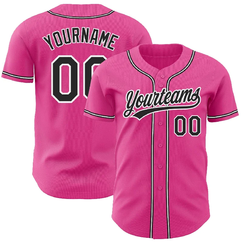 Personalized Baseball Jerseys For Special Occasions-Custom Pink Black-White Authentic Baseball Jersey