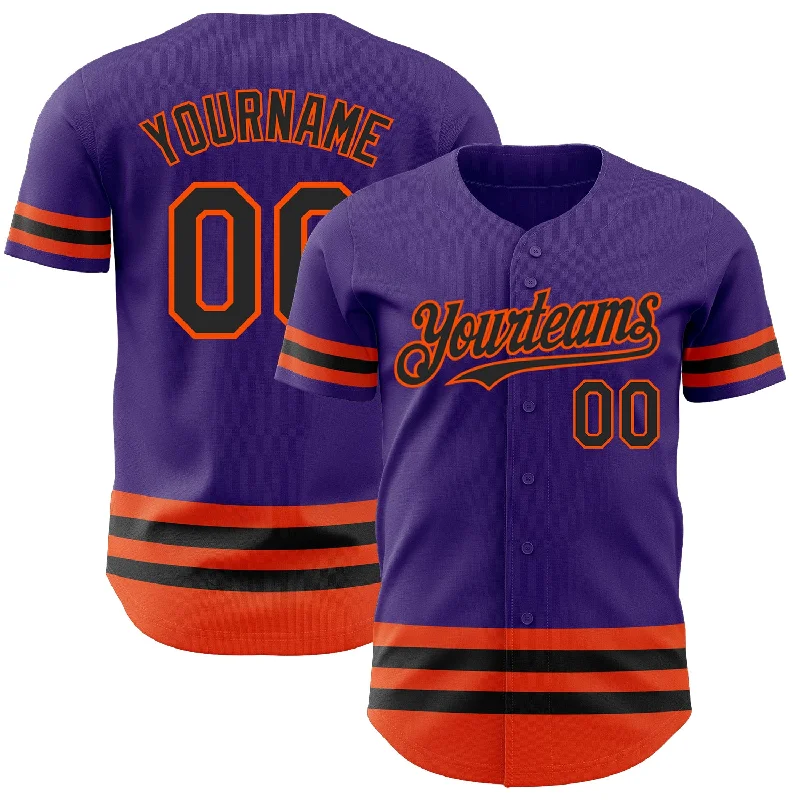 Baseball Jerseys With Special Event Customization-Custom Purple Black-Orange Line Authentic Baseball Jersey