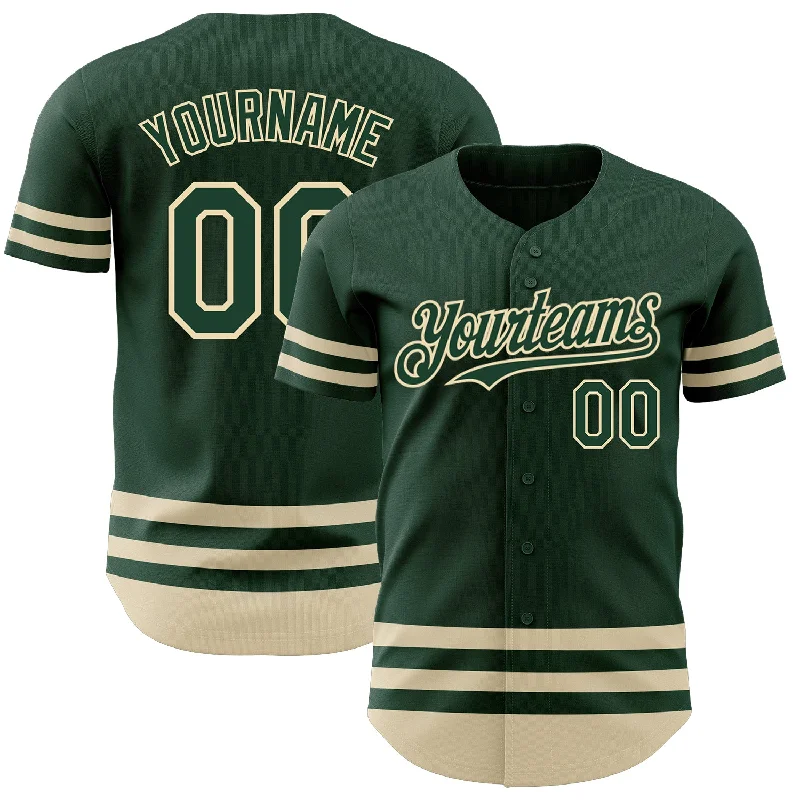 Baseball Jerseys With Custom Number Placement-Custom Green Cream Line Authentic Baseball Jersey