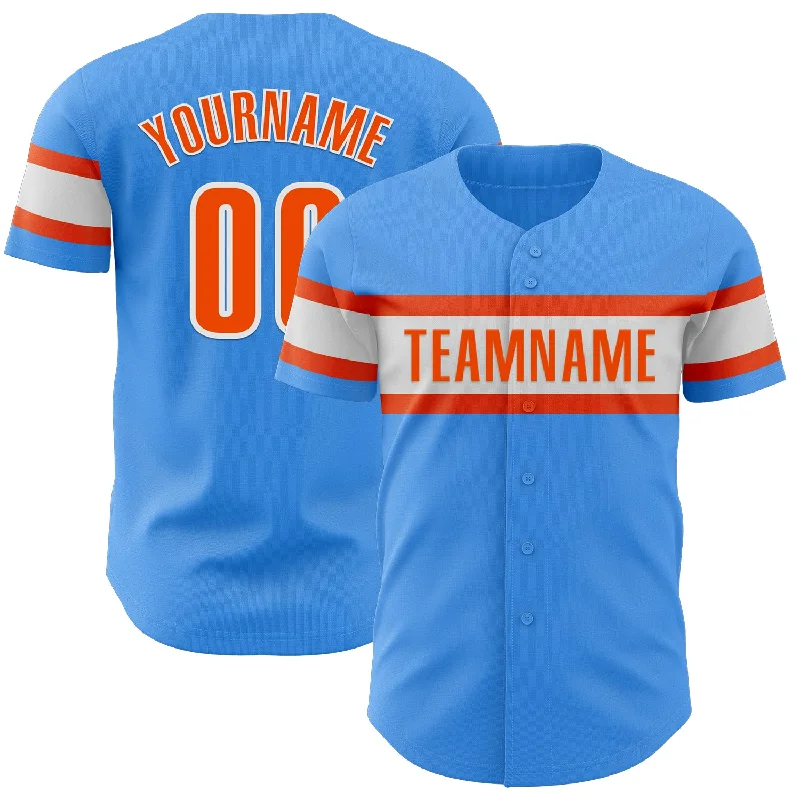 Baseball Jerseys With Custom Fabric & Sizing Options-Custom Electric Blue Orange-White Authentic Baseball Jersey