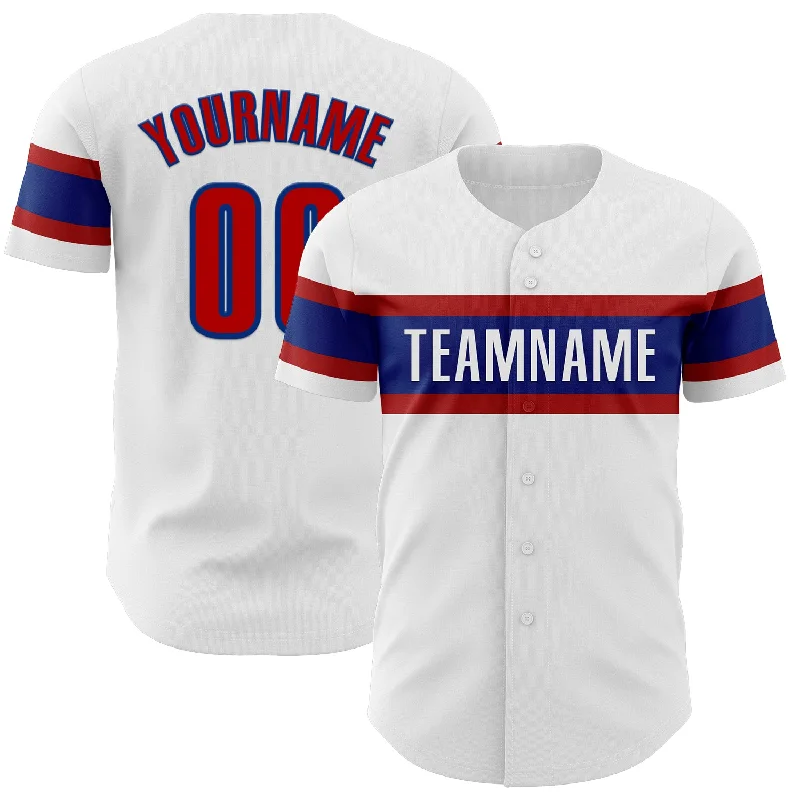 Personalized Baseball Jerseys For Sport Event Winners-Custom White Red-Royal Authentic Baseball Jersey