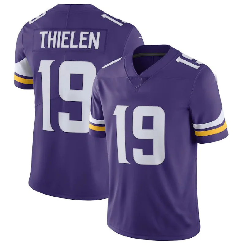 Custom Rugby Jerseys For Special Training Events-MN.Vikings #19 Adam Thielen Purple Vapor Untouchable Limited Jersey Stitched American Football Jerseys