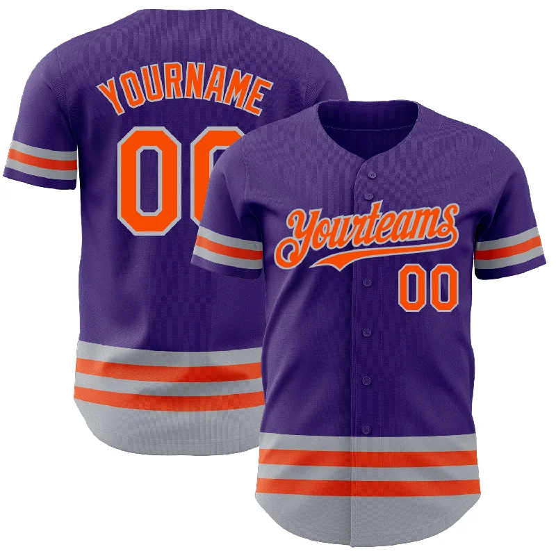 Baseball Jerseys With Custom Branding For Teams-Custom Purple Orange-Gray Line Authentic Baseball Jersey